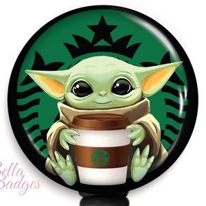 Baby Yoda Starbucks Badge Reel